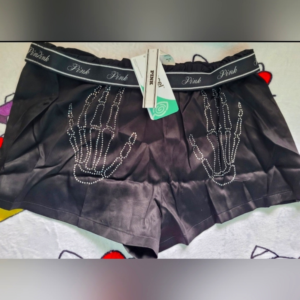 NWT Pink Bling Skeleton hands shorts